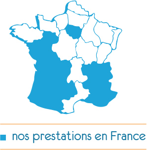 carte de France avec les régions d'intervention de Sogia Système